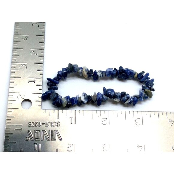 Natural Blue Sodalite Chip Bead Stretch Bracelet Gemstone Jewelry - Picture 3 of 3